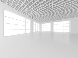 Empty white room interior office. 3d rendering.
