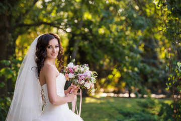 Wedding. Beautiful bride outdoors