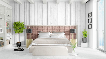 Modern bright interior . 3D rendering