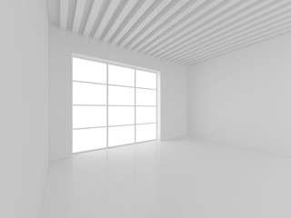 High resolution white room with window. 3d rendering.