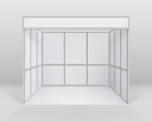 Vector White Blank Indoor Trade exhibition Booth Standard Stand for Presentation Isolated with Background