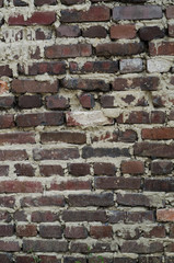 Red old worn brick wall texture background. Vintage effect.