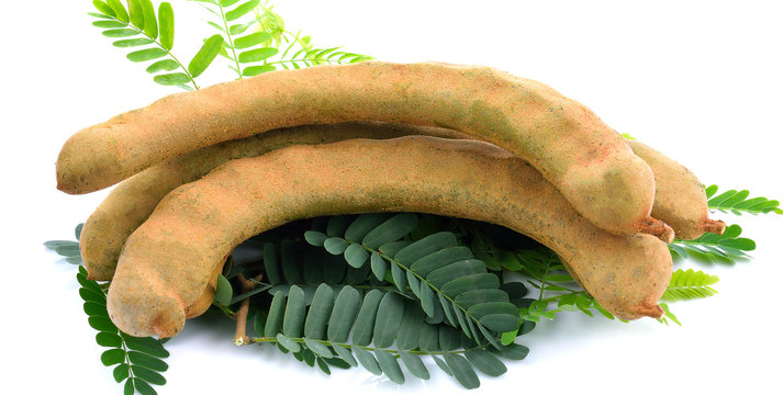 fresh tamarind fruits isolated on a white background