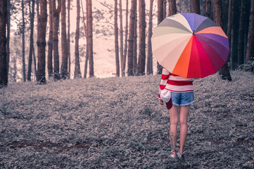 Woman and umbrella.