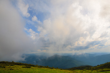 Fototapeta na wymiar Cloudy sky in mountains Carpathians