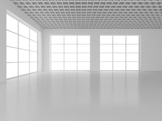 White empty interior with window. 3d rendering