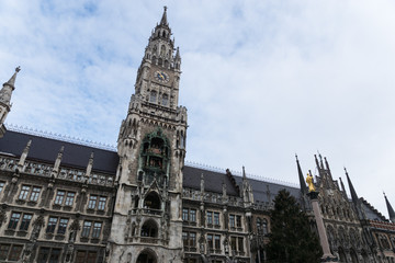 Fototapeta na wymiar Marienplatz town hall of Munich, Germany