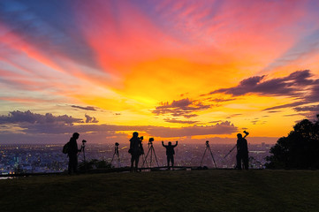 Fototapeta premium Silhouettes of photographers