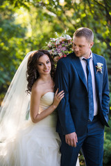 bride and groom outdoor. wedding couple