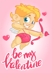 Cartoon cupid. St Valentine's vector postcard