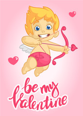 Cartoon cupid. St Valentine's vector postcard