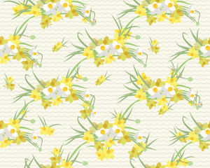 Floral narcissus retro vintage background