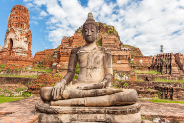 bouddha de pierre, temple de wat phra mahathat, Ayutthaya, Thaïlande 