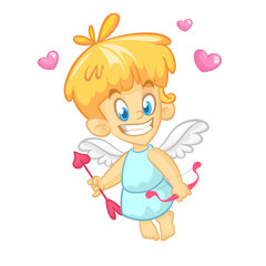 Cartoon cupid character. St Valentine's vector postcard