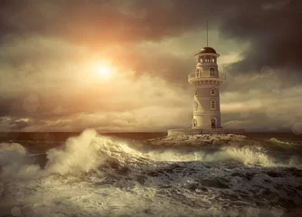 Dekokissen Leuchtturm auf dem Meer unter Himmel © Andrii IURLOV