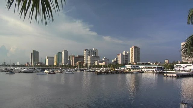 Manila Bay and the Manila Yacht Harbor with the Skyline of Malate, Philippines