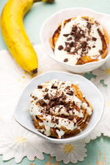 banana pancakes with cream cheese glaze