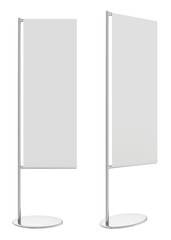 White flag banner stand. 3d rendering illustration