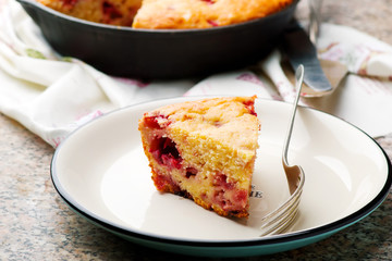 corn strawberry  skillet bread .selective focus