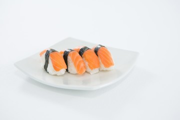 Sushi served on plate