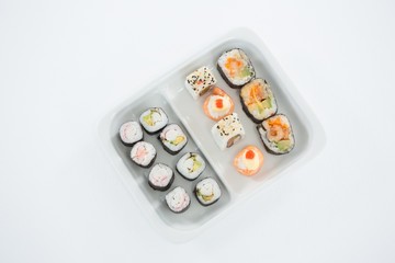 Sushi served on plate