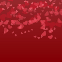 Red Transparent hearts on gradient background. Valentine s Day. illustration