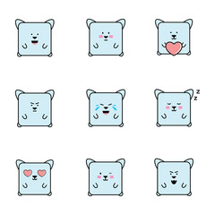 Set of emoticons with cat personaje