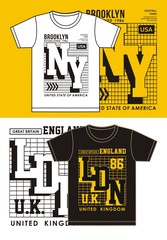 NY with LDN for t-shirt template print, Vector.