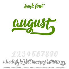 Vector Alphabet. Calligraphic font. Unique Custom Characters. Hand Lettering August for Designs - logos, badges, postcards, posters, prints. Modern brush handwriting Typography.