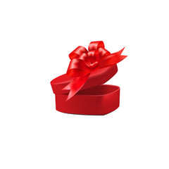 Gift red box with a bow on isolated on white background. illustration