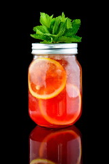 non-alcoholic cocktail in the bank on black background