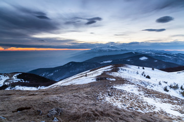 Fototapeta na wymiar Winter mountain at sunset