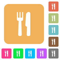 Fototapeta premium Cutlery rounded square flat icons
