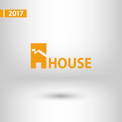 House icon. Sample text, vector illustration. Flat design style 