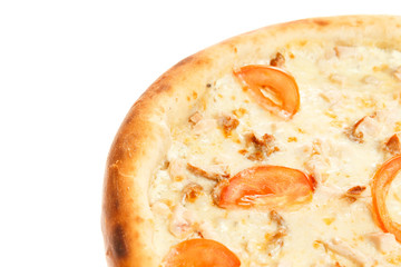 Delicious classic italian Pizza with chicken, tomatoes and cheese