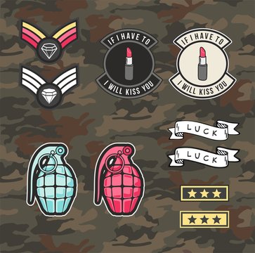 Set Of Women Military and Army Patches and Badges