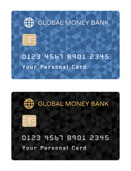 Designs of a Payment Card. Various graphic designs of one side of a payment or debit or credit plastic card with a couple of color schemes.