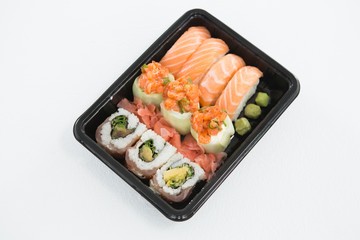 Tray of assorted sushi