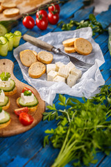 Bread rusks and cheese