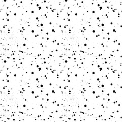 Vector seamless pattern, tile with inc splash, blots, smudge and brush strokes. Grunge endless template for web background, prints, wallpaper, surface, wrapping, repeat elements for design.