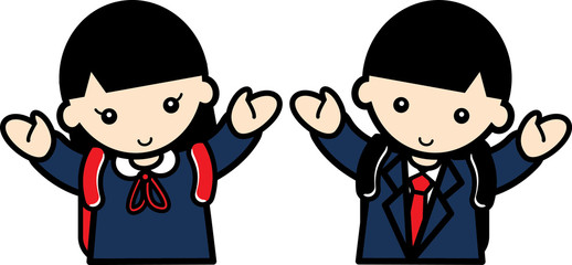 制服姿の小学生　上半身