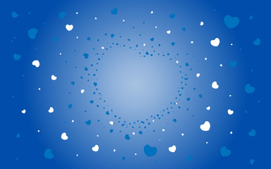 Abstract background of hearts on blue