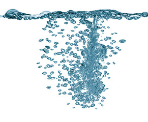 Flowing water with air bubbles