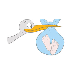 stork brings the baby. vector illustration.