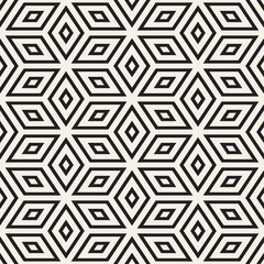 Trendy Monochrome Line Lattice. Vector Seamless Black and White Pattern.