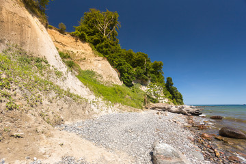 Serene view of chalk cliffs of Ruegen island, Germany