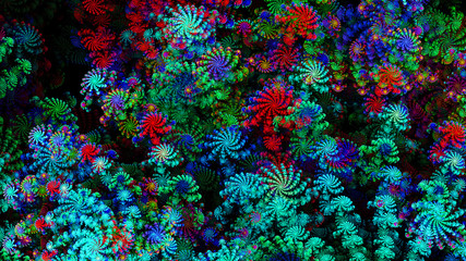 Agrimony. Corals sea floor. Fantastic plants. 3D surreal illustration. Sacred geometry. Mysterious psychedelic relaxation pattern. Fractal abstract texture. Digital artwork graphic astrology magic