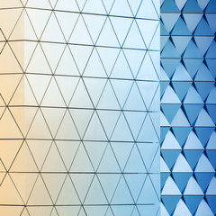 Fototapeta premium Abstract 3d illustration of modern aluminum ventilated facade of triangles