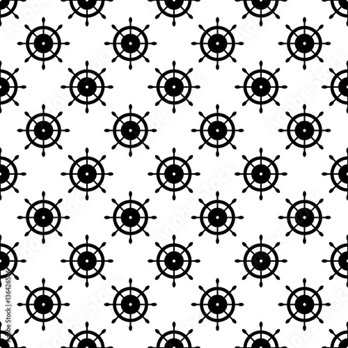  Vector seamless pattern with steering wheel Symmetrical 