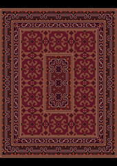  Luxurious vintage oriental carpet with ornament of burgundy and beige shades


